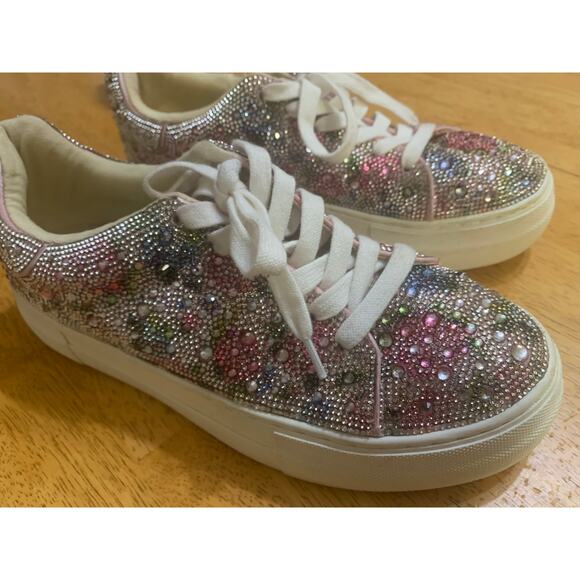 Betsey Johnson SB-Sidny Rhinestone Platform Sneakers Women’s Size 7.5M - Picture 2 of 7